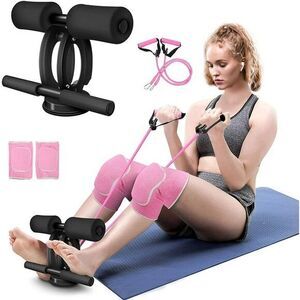 SGODDE Sit Up Bar with Resistance Bands Sit Up Bar For Floor Sit-up W/ Knee Pads